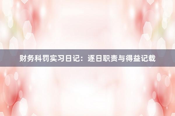 财务科罚实习日记：逐日职责与得益记载